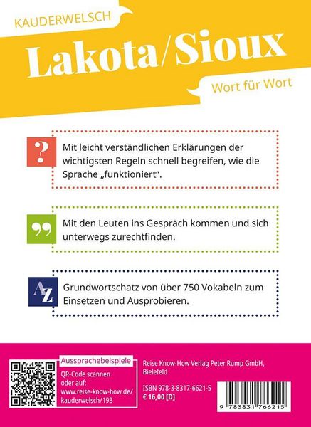 Produktbild: Reise Know-How Sprachf&uuml;hrer Lakota / Sioux - Wort f&uuml;r Wort
