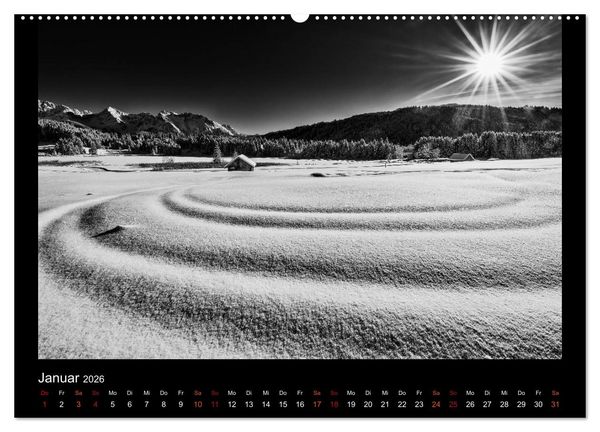 Produktbild: Soultouch - Schwarzwei&szlig; Landschaften, die die Seele ber&uuml;hren (hochwertiger Premium Wandkalender 2026 DIN A2 quer), Kunstdruck in Hochglanz