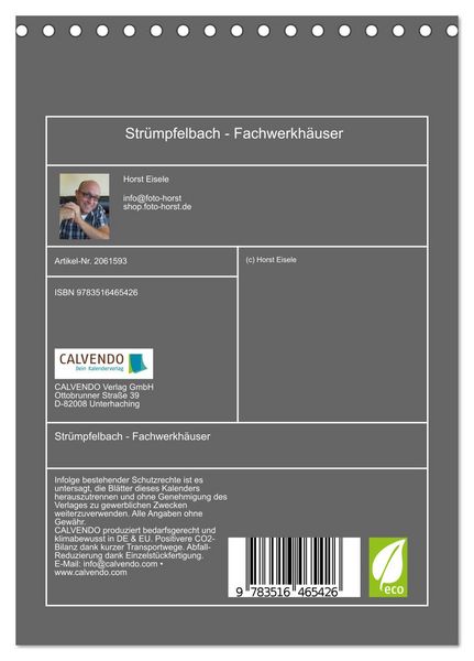 Produktbild: Str&uuml;mpfelbach - Fachwerkh&auml;user (Tischkalender 2026 DIN A5 hoch), CALVENDO Monatskalender