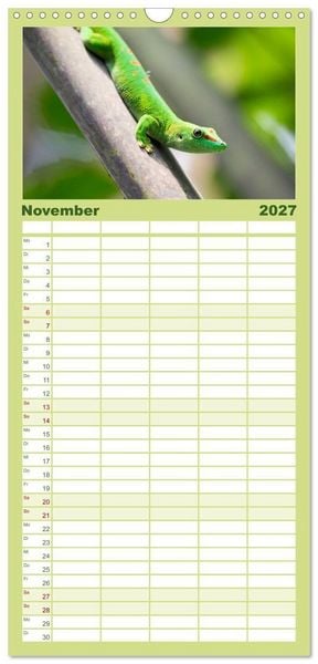 Produktbild: Familienplaner 2027 - Tierkalender 2027 mit 5 Spalten (Wandkalender, 21 x 45 cm) CALVENDO