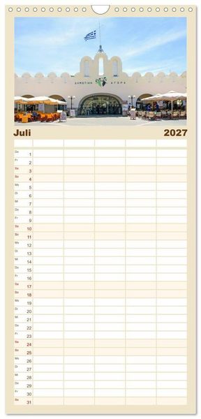 Produktbild: Familienplaner 2027 - Griechische Insel Kos mit 5 Spalten (Wandkalender, 21 x 45 cm) CALVENDO