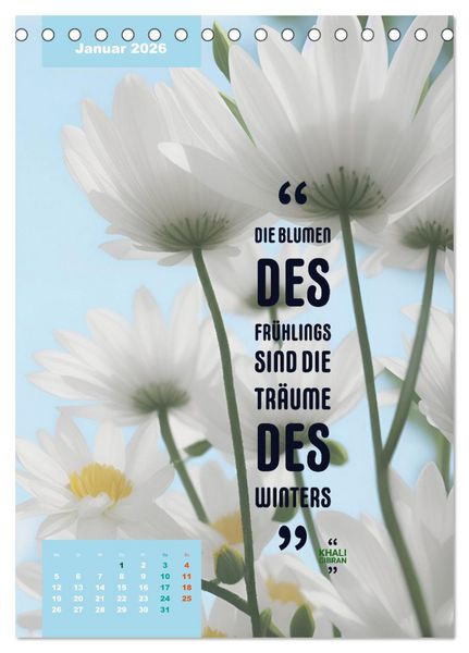 Produktbild: Verr&uuml;ckt nach BLUMEN Artwork - Farben - Zitate (Tischkalender 2026 DIN A5 hoch), CALVENDO Monatskalender