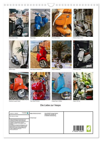 Produktbild: Die Liebe zur Vespa (Wandkalender 2026 DIN A3 hoch), CALVENDO Monatskalender
