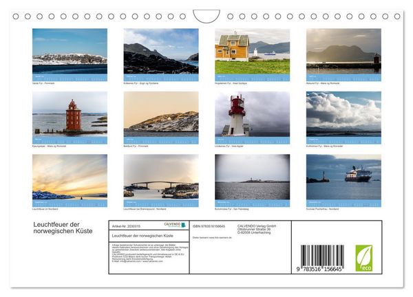Produktbild: Leuchtfeuer der norwegischen K&uuml;ste (Wandkalender 2026 DIN A4 quer), CALVENDO Monatskalender