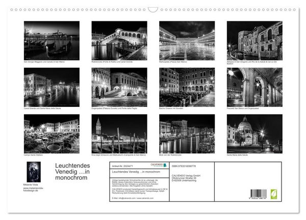 Produktbild: Leuchtendes Venedig &hellip;in monochrom (Wandkalender 2026 DIN A2 quer), CALVENDO Monatskalender