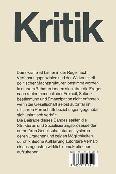 Produktbild: Die autorit&auml;re Gesellschaft