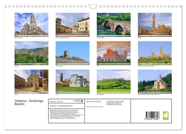 Produktbild: Toskana - Gro&szlig;arige Bauten (Wandkalender 2026 DIN A3 quer), CALVENDO Monatskalender