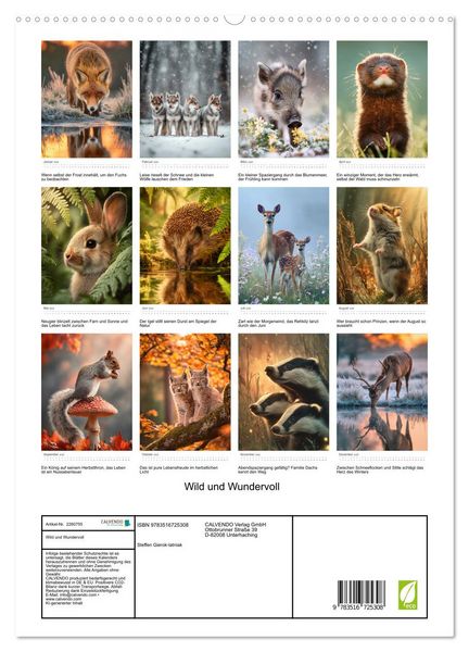 Produktbild: Wild und Wundervoll (hochwertiger Premium Wandkalender 2026 DIN A2 hoch), Kunstdruck in Hochglanz