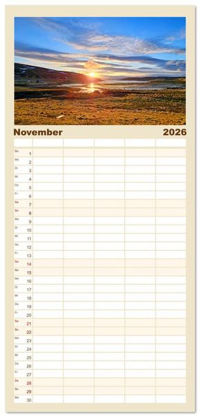 Produktbild: Familienplaner 2026 - Vom S&uuml;dkap zum Nordkap mit 5 Spalten (Wandkalender, 21 x 45 cm) CALVENDO