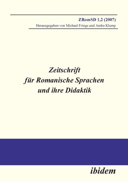Produktbild: Zeitschrift f&uuml;r Romanische Sprachen und ihre Didaktik. Heft