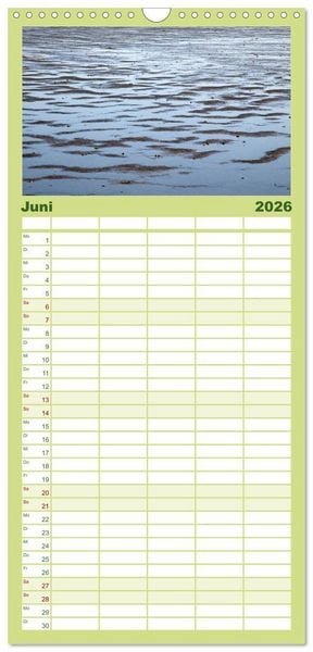 Produktbild: Familienplaner 2026 - D&auml;nemarks Nordseek&uuml;ste mit 5 Spalten (Wandkalender, 21 x 45 cm) CALVENDO