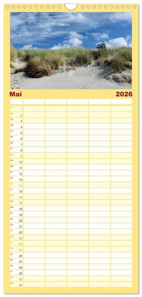 Produktbild: Familienplaner 2026 - Amrum, die Perle in der Nordsee mit 5 Spalten (Wandkalender, 21 x 45 cm) CALVENDO