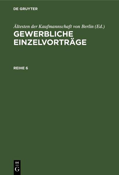 Produktbild: Gewerbliche Einzelvortr&auml;ge. Reihe 6