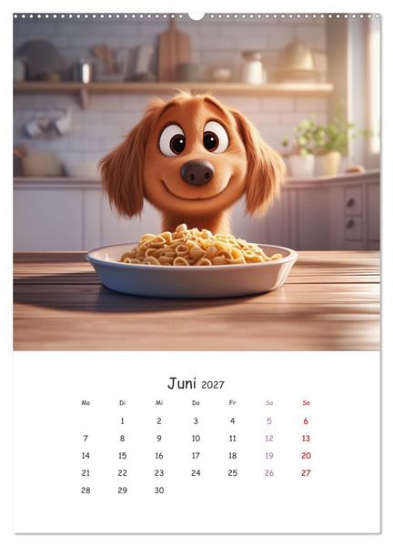 Produktbild: Fellnasen am K&uuml;chentisch - 12 KI-Motive mit Hunden (hochwertiger Premium Wandkalender 2027 DIN A2 hoch), Kunstdruck in Hochglanz