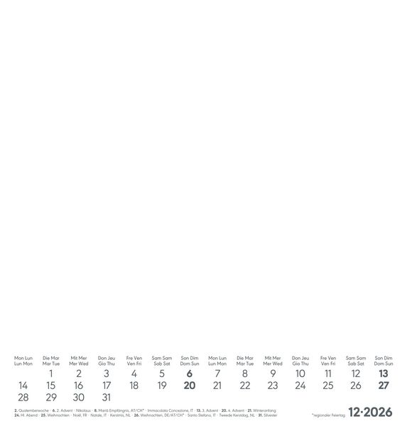 Produktbild: Kreativ-Kalender weiß 2026 - 21x22 cm - Foto, Malen, Basteln - datiert - Kreativkalender - Foto-Kalender - Alpha Edition