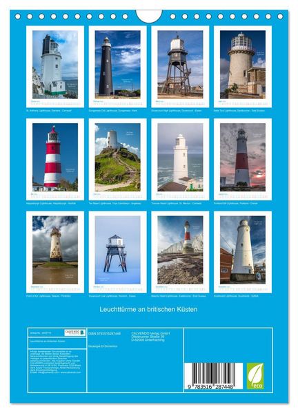 Produktbild: Leuchtt&uuml;rme an britischen K&uuml;sten (Wandkalender 2026 DIN A4 hoch), CALVENDO Monatskalender