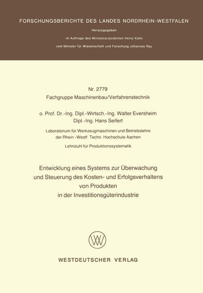Produktbild: Entwicklung eines Systems zur &Uuml;berwachung und Steuerung des Kosten- und Erfolgsverhaltens von Produkten in der Investitionsg&Uuml;terindustrie