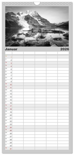 Produktbild: Familienplaner 2026 - Monochrome Wonders mit 5 Spalten (Wandkalender, 21 x 45 cm) CALVENDO
