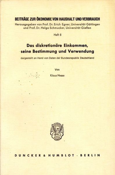 Produktbild: Das diskretion&auml;re Einkommen, seine Bestimmung und Verwendung