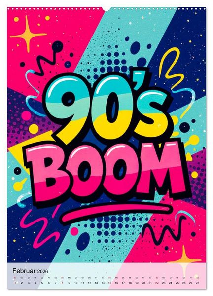 Produktbild: Pop Neon Patterns - The Memphis 90s Collection (Wandkalender 2026 DIN A2 hoch), CALVENDO Monatskalender