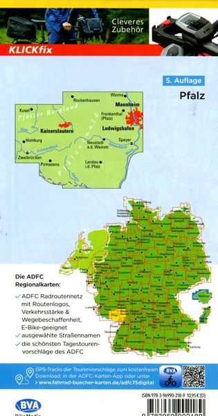 Produktbild: BVA ADFC Regionalkarte Pfalz 1:75.000
