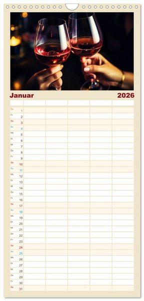 Produktbild: Familienplaner 2026 - Rebensaft - Weingenuss mit 5 Spalten (Wandkalender, 21 x 45 cm) CALVENDO