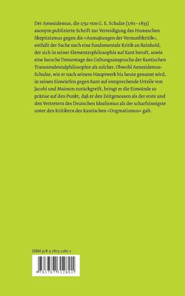 Produktbild: Aenesidemus oder &uuml;ber die Fundamente der von Herrn Professor Reinhold in Jena gelieferten Elementar-Philosophie