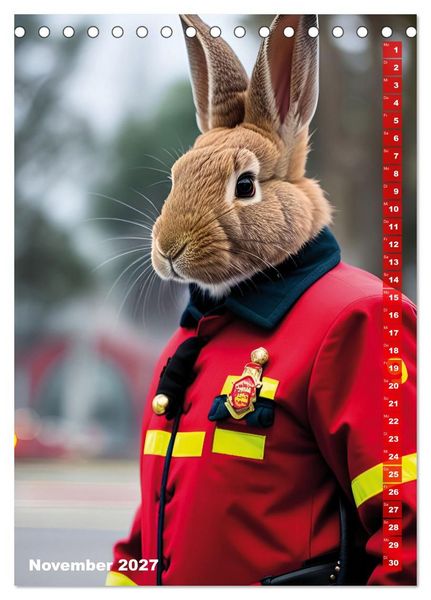 Produktbild: Feuerwehr - Tierischer Feuerwehrkalender (Tischkalender 2027 DIN A5 hoch), CALVENDO Monatskalender