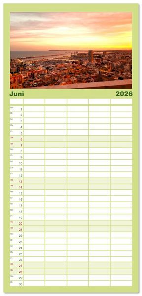 Produktbild: Familienplaner 2026 - Alicante - Benidorm - Calp mit 5 Spalten (Wandkalender, 21 x 45 cm) CALVENDO