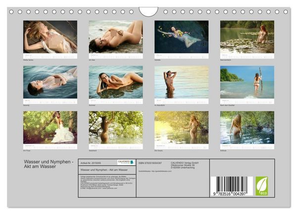 Produktbild: Wasser und Nymphen - Akt am Wasser (Wandkalender 2026 DIN A4 quer), CALVENDO Monatskalender