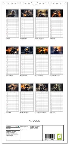 Produktbild: Familienplaner 2026 - Ride to Valhalla mit 5 Spalten (Wandkalender, 21 x 45 cm) CALVENDO
