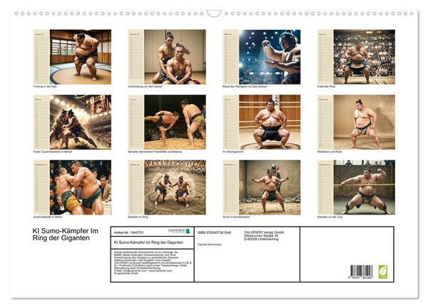 Produktbild: KI Sumo-K&auml;mpfer Im Ring der Giganten (Wandkalender 2026 DIN A2 quer), CALVENDO Monatskalender
