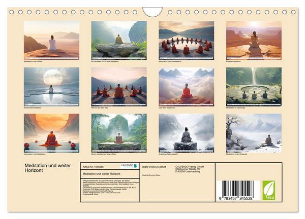 Produktbild: Meditation und weiter Horizont (Wandkalender 2026 DIN A4 quer), CALVENDO Monatskalender