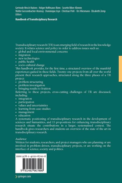 Produktbild: Handbook of Transdisciplinary Research