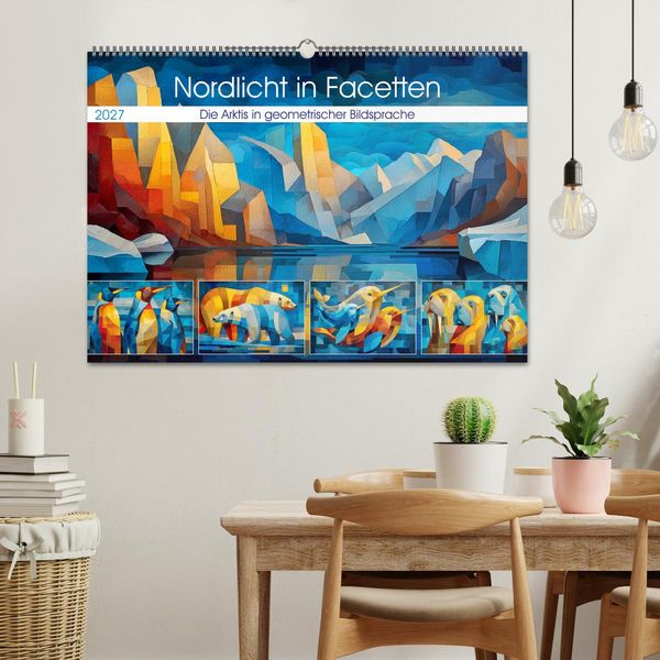 Produktbild: Nordlicht in Facetten. Die Arktis in geometrischer Bildsprache (Wandkalender 2027 DIN A2 quer), CALVENDO Monatskalender