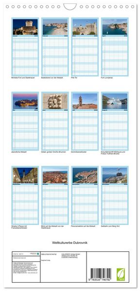Produktbild: Familienplaner 2026 - Weltkulturerbe Dubrovnik mit 5 Spalten (Wandkalender, 21 x 45 cm) CALVENDO