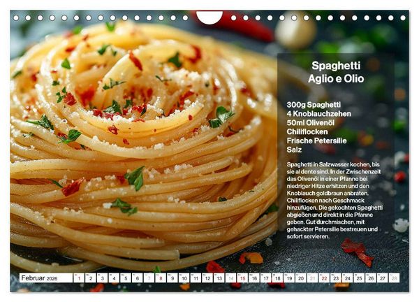Produktbild: Italienische Spaghetti Rezepte - Leckere So&szlig;en f&uuml;r jeden Monat (Wandkalender 2026 DIN A4 quer), CALVENDO Monatskalender