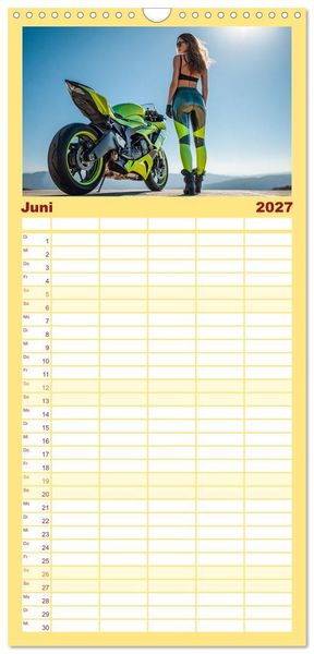 Produktbild: Familienplaner 2027 - Schnelle Bikes und Starke Frauen mit 5 Spalten (Wandkalender, 21 x 45 cm) CALVENDO