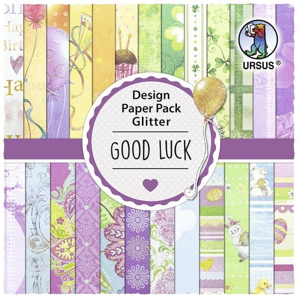 Produktbild: URSUS Spezialpapiere Design Paper Pack Glitter Good Luck, 30 Blatt