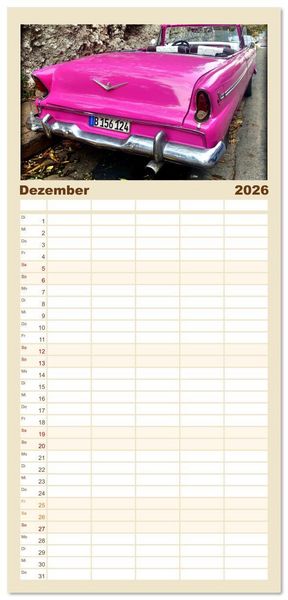 Produktbild: Familienplaner 2026 - DODGE '55 mit 5 Spalten (Wandkalender, 21 x 45 cm) CALVENDO