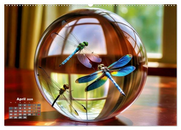 Produktbild: Libellen in einer Glaskugel (hochwertiger Premium Wandkalender 2026 DIN A2 quer), Kunstdruck in Hochglanz