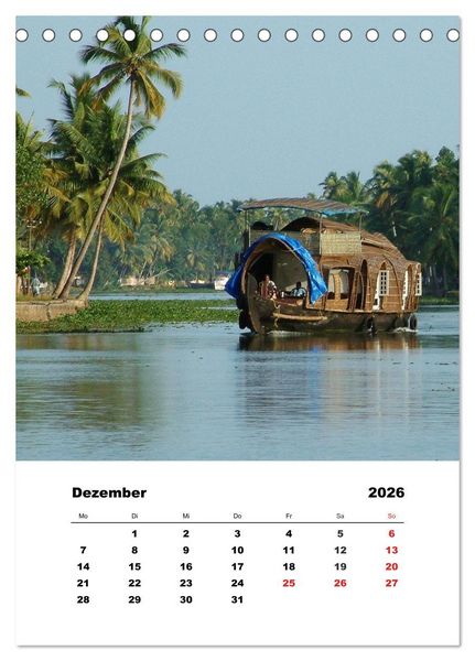 Produktbild: In Kerala (Tischkalender 2026 DIN A5 hoch), CALVENDO Monatskalender
