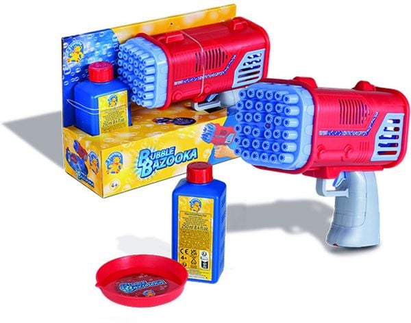 Produktbild: Bubble Bazooka mit Fl&uuml;ssigkeitsschale und 250 ml Seifenblasenfl&uuml;ssigkeit