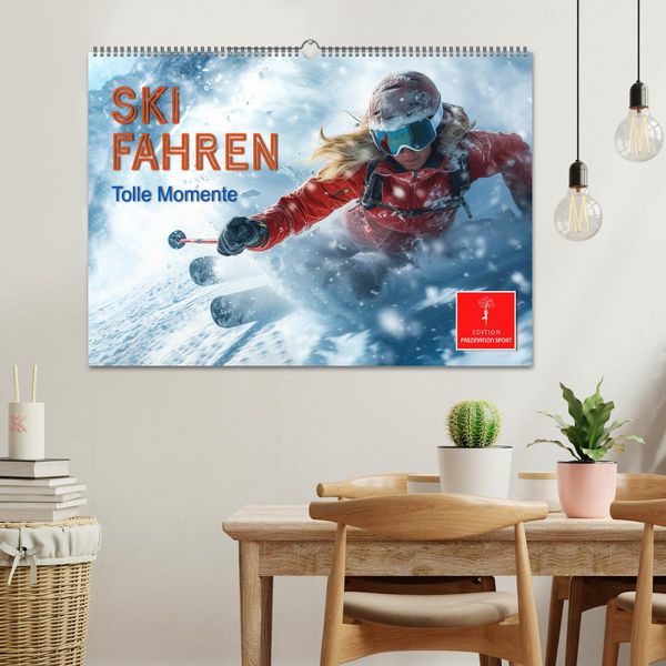 Produktbild: Skifahren - tolle Momente (Wandkalender 2026 DIN A2 quer), CALVENDO Monatskalender