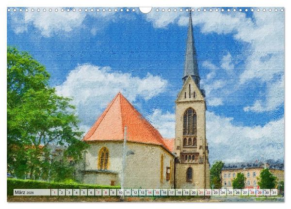 Produktbild: Gera gesehen mit Pinsel und &Ouml;l (Wandkalender 2026 DIN A3 quer), CALVENDO Monatskalender