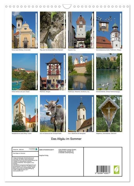 Produktbild: Das Allg&auml;u im Sommer (Wandkalender 2027 DIN A3 hoch), CALVENDO Monatskalender