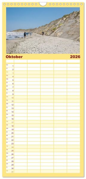 Produktbild: Familienplaner 2026 - Nordsee Insel Norderney mit 5 Spalten (Wandkalender, 21 x 45 cm) CALVENDO