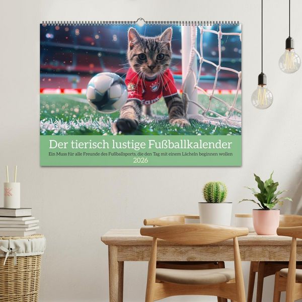 Produktbild: Der tierisch lustige Fu&szlig;ballkalender (Wandkalender 2026 DIN A2 quer), CALVENDO Monatskalender