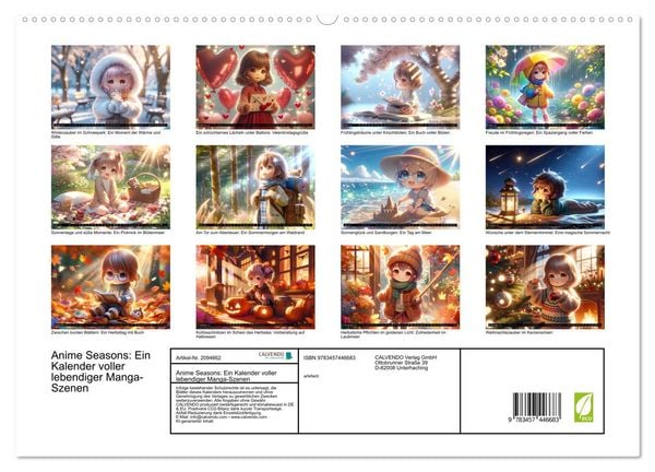 Produktbild: Anime Seasons: Ein Kalender voller lebendiger Manga-Szenen (hochwertiger Premium Wandkalender 2026 DIN A2 quer), Kunstdruck in Hochglanz