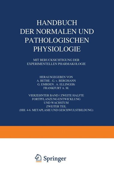 Produktbild: Handbuch der Normalen und Pathologischen Physiologie Fortpflanzung Entwicklung und Wachstum